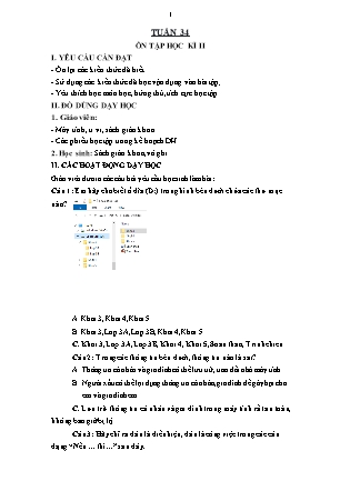 Giáo án Tin học Lớp 3 - Tuần 34 - Ôn tập học kỳ II - Nguyễn Thu Hằng
