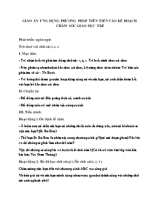 Giáo án Ứng dụng phương pháp tiên tiến vào kế hoạch chăm sóc giáo dục trẻ