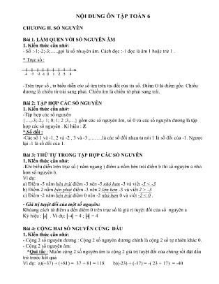 Hệ thống kiến thức ôn tập môn Toán Lớp 6 học kỳ II