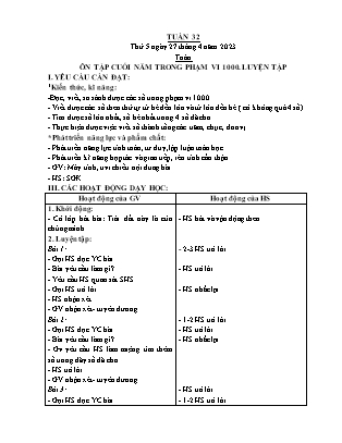 Kế hoạch bài các môn Lớp 2 - Tuần 32 (Thứ 5, 6) - Năm học 2022-2023 - Nguyễn Thị Hậu