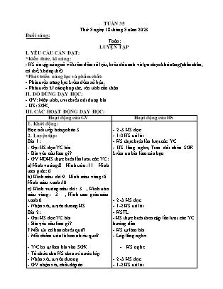 Kế hoạch bài các môn Lớp 2 - Tuần 35 (Thứ 5, 6) - Năm học 2022-2023 - Nguyễn Thị Hậu