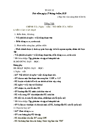 Kế hoạch bài dạy các môn Lớp 1 - Tuần 32 - Năm học 2022-2023 - Hoàng Thị Hoài Thu