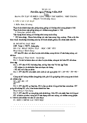 Kế hoạch bài dạy các môn Lớp 1 - Tuần 32 (Thứ 5, 6) - Năm học 2022-2023 - Cao Như Quỳnh