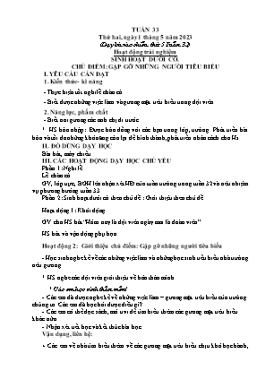 Kế hoạch bài dạy các môn Lớp 1 - Tuần 33 - Năm học 2022-2023 - Cao Như Quỳnh