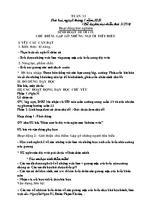 Kế hoạch bài dạy các môn Lớp 1 - Tuần 33 - Năm học 2022-2023 - Hoàng Thị Hoài Thu
