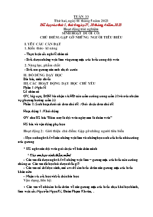 Kế hoạch bài dạy các môn Lớp 1 - Tuần 33 (Thứ 2, 3, 4) - Năm học 2022-2023 - Hoàng Thị Quỳnh Diệp