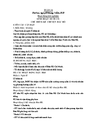 Kế hoạch bài dạy các môn Lớp 1 - Tuần 34 (Thứ 2, 3, 4) - Năm học 2022-2023 - Hoàng Thị Quỳnh Diệp
