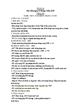 Kế hoạch bài dạy các môn Lớp 1 - Tuần 34 (Thứ 5, 6) - Năm học 2022-2023 - Hoàng Thị Hoài Thu