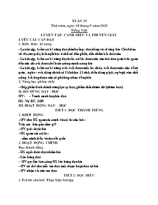 Kế hoạch bài dạy các môn Lớp 1 - Tuần 35 (Thứ 5, 6) - Năm học 2022-2023 - Đặng Thị Lương
