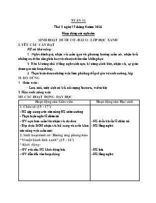 Kế hoạch bài dạy các môn Lớp 2 - Tuần 31 (Thứ 2, 3, 4) - Năm học 2022-2023 - Trần Thị Thu Hằng