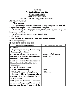 Kế hoạch bài dạy các môn Lớp 2 - Tuần 32 (Tiết 2, 3, 4) - Năm học 2023-2024 - Trần Thị Bình