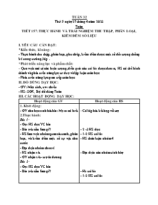 Kế hoạch bài dạy các môn Lớp 2 - Tuần 32 (Tiết 5, 6) - Năm học 2023-2024 - Trần Thị Bình