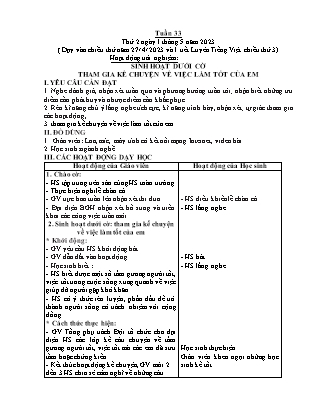 Kế hoạch bài dạy các môn Lớp 2 - Tuần 33 - Năm học 2022-2023 - Nguyễn Thị Thúy