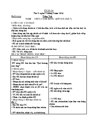 Kế hoạch bài dạy các môn Lớp 2 - Tuần 34 (Thứ 5, 6) - Năm học 2022-2023 - Trần Thị Thu Hằng