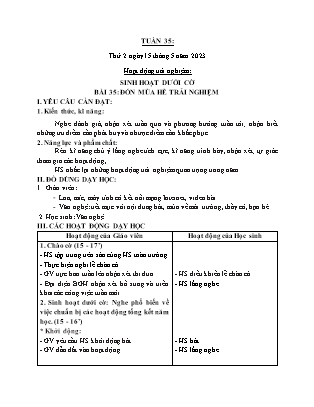 Kế hoạch bài dạy các môn Lớp 2 - Tuần 35 (Thứ 2, 3, 4) - Năm học 2023-2024 - Trương Thị Thanh Xuân