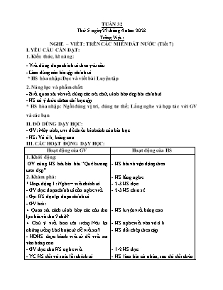 Kế hoạch bài dạy Lớp 2 - Tuần 32 - Năm học 2022-2023 - Nguyễn Thị Thảo