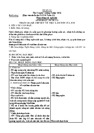 Kế hoạch bài dạy Lớp 2 - Tuần 33 - Năm học 2022-2023 - Nguyễn Thị Thảo