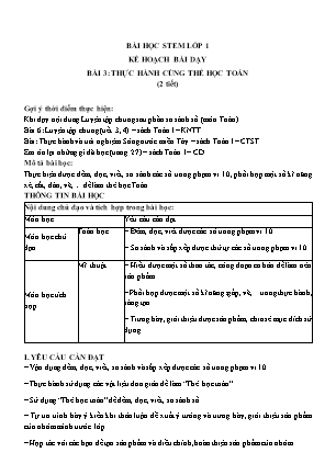 Kế hoạch bài dạy Stem Toán Lớp 1 - Bài 3: Thực hành cùng thẻ học toán