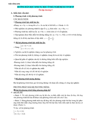 Nội dung ôn tập Covid 19 môn Toán Lớp 9 - Ôn tập chương III & Chương IV