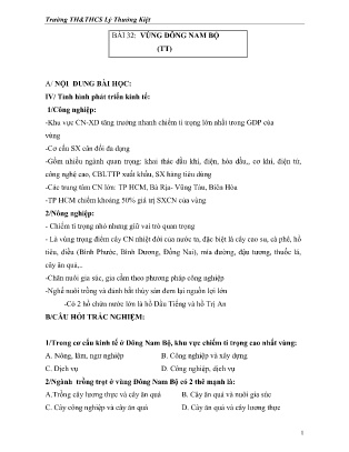 Tài liệu ôn tập học kỳ II môn Địa lí Lớp 9 - Bài 32 đến 39 - Trường TH&THCS Lý Thường Kiệt
