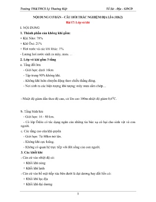 Tài liệu ôn tập môn Địa lí Lớp 6 học kì II - Trường TH&THCS Lý Thường Kiệt