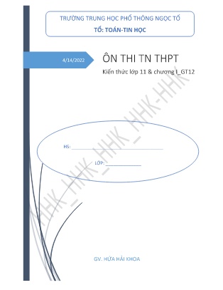 Tài liệu ôn thi tốt nghiệp THPT Quốc gia năm 2022 môn Toán - Hứa Hải Khoa