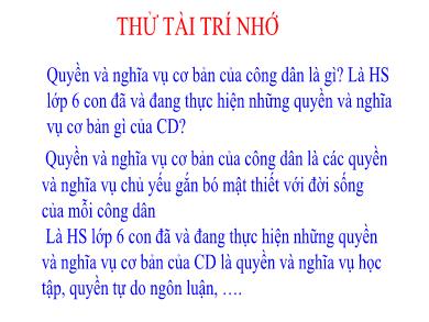 Bài giảng Giáo dục công dân 6 (Cánh diều) - Bài 12: Quyền trẻ em (Tiết 32+33+34)
