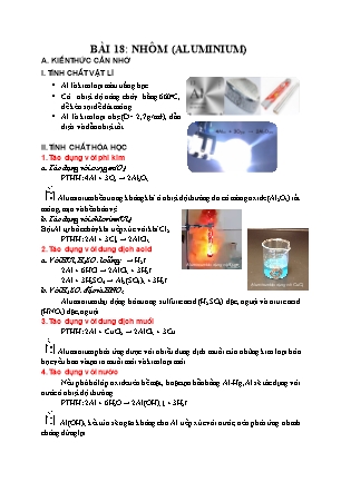 Bài giảng môn Hóa học 9 - Bài 18: Nhôm (Aluminium)
