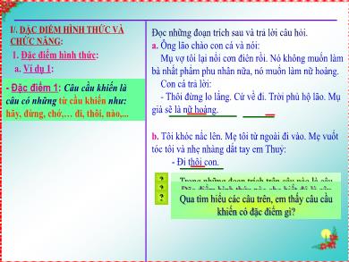 Bài giảng môn Tiếng Việt Lớp 5 - Câu cầu khiến