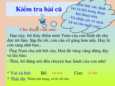 Bài giảng Ngữ văn 8 - Hội thoại