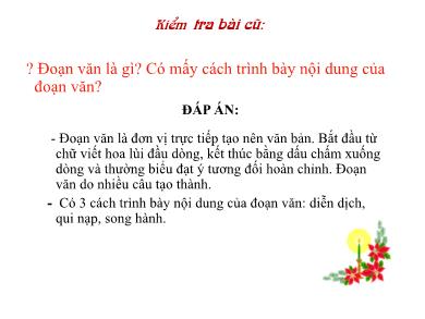 Bài giảng Ngữ Văn 8 - Tiết 16 - Tập làm văn: Liên kết các đoạn văn trong văn bản - Năm học 2017-2018 - Đỗ Thị Hồng Liệu