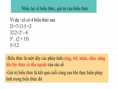 Bài giảng Toán 7 - Tiết 10: Thứ tự thực hiện phép toán