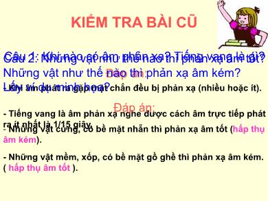 Bài giảng Vật lí 7 - Bài 15: Chống ô nhiễm tiếng ồn (Tiết 16)