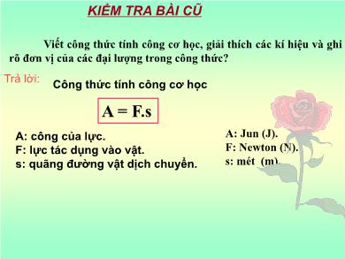 Bài giảng Vật lí 8 - Bài 14: Định luật công (Tiết 20)