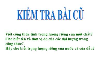 Bài giảng Vật lí 8 - Lực đẩy Ac-si-met