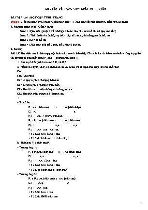 Bài tập các Chuyên đề môn Sinh học 9