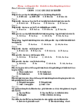 Bài tập Sinh học 9 - Câu hỏi trắc nghiệm theo chương