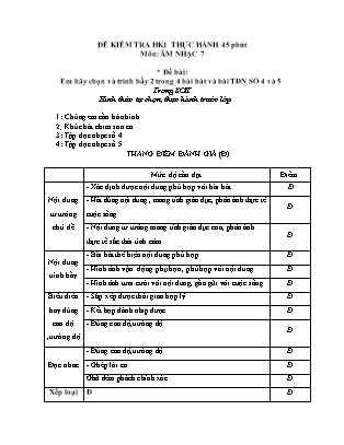 Bộ 2 Đề kiểm tra học kì 1 môn Âm nhạc - Lớp 6+7