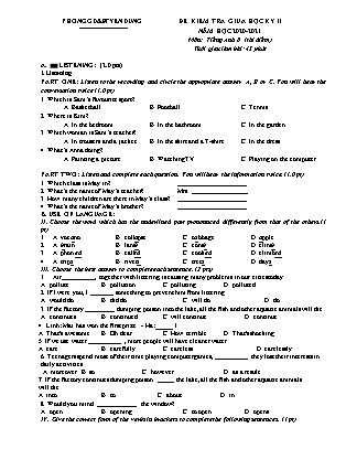 Bộ 2 Đề kiểm tra Tiếng Anh Lớp 8 và Lớp 9