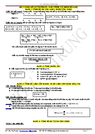 Công thức tính toán môn Sinh học Lớp 12