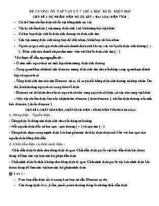Đề cương ôn tập giữa học kì 2 môn Vật lí 7 - Điện học - Chủ đề 1+2+3