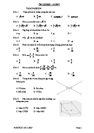 Đề cương ôn tập học kỳ 1 môn Toán 7