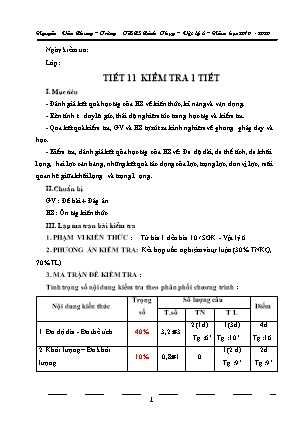 Đề kiểm tra 1 tiết môn Vật lí 6 - Năm học 2019-2020 - Nguyễn Văn Chung (Có đáp án + Ma trận)