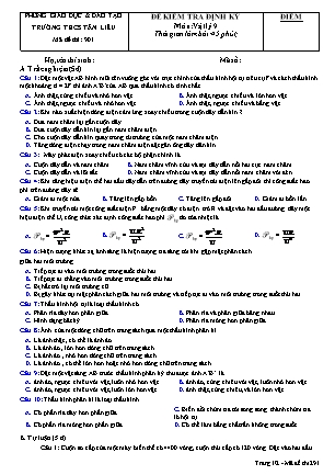 Đề kiểm tra định kì môn Vật lí 9 - Mã đề 901 - Trường THCS Tân Liễu