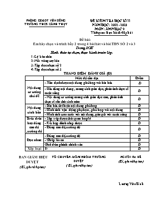 Đề kiểm tra học kì 2 môn Âm nhạc - Lớp 9 - Năm học 2022-2023 - Trường THCS Cảnh Thụy