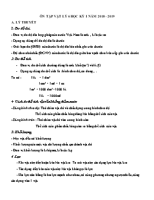 Đề ôn tập Vật lí 6 học kì 1 - Năm học 2018-2019