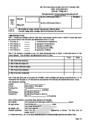 Đề thi chọn học sinh giỏi cấp Thành phố môn Tiếng Anh - Lớp 7 - Năm học 2020-2021
