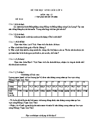 Đề thi chọn Học sinh giỏi Lớp 8 môn Địa lí (Có đáp án)