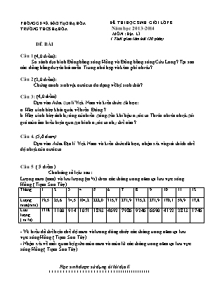 Đề thi Học sinh giỏi Địa lí 8 - Năm học 2013-2014 - Trường THCS Hạ Hòa (Có đáp án)