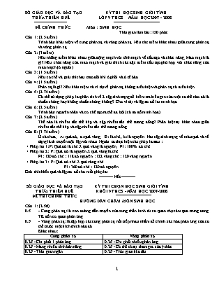 Đề thi học sinh giỏi Tỉnh môn Sinh học Lớp 9 các năm (Có đáp án)